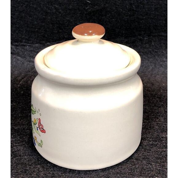 Mid Century Modern Provincial by Home Concepts Stoneware Condiment Jar With Lid - Picture 2 of 8